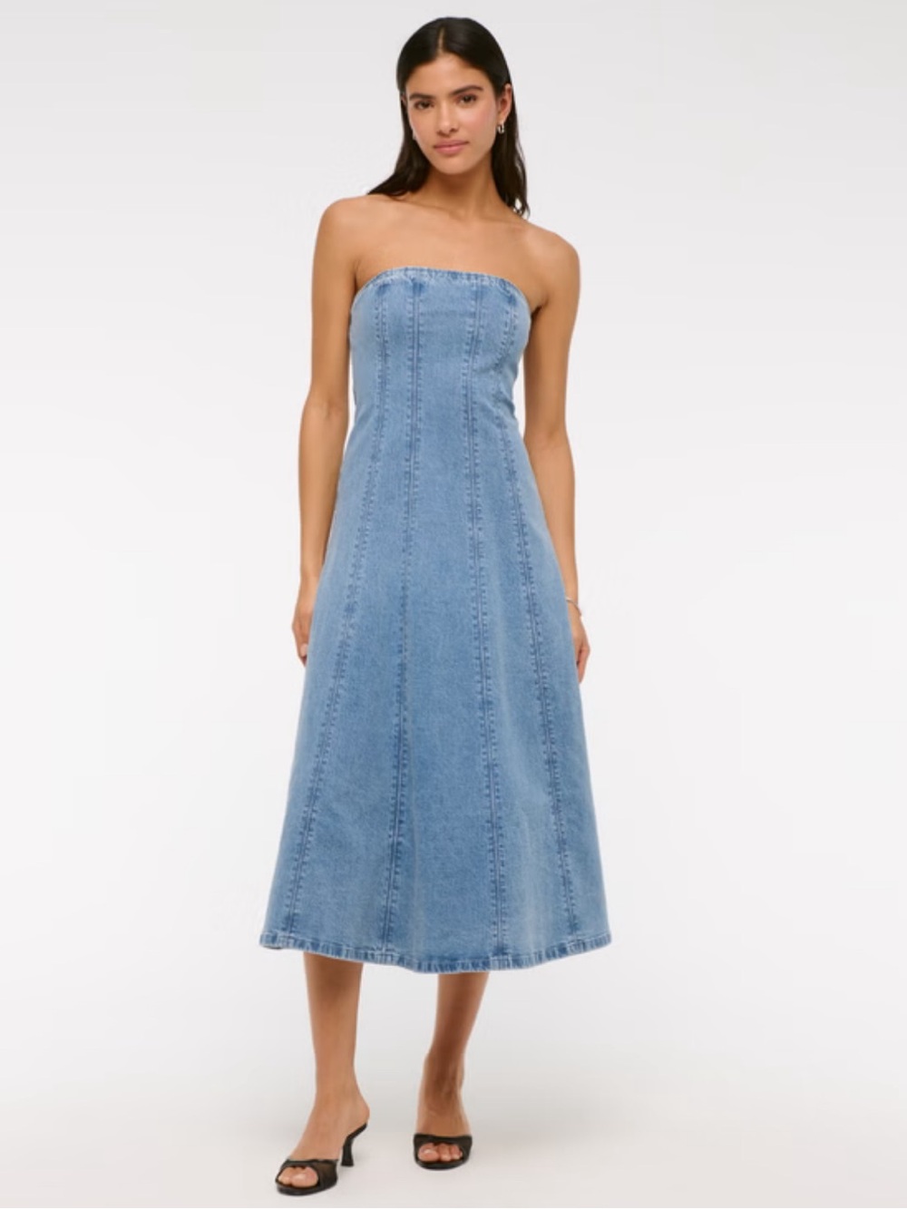 Abercrombie strapless denim midi dress